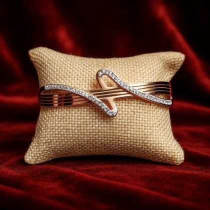 Rose Gold-Plated Designer Bracelet with Sparkling Stones – Safa Glame