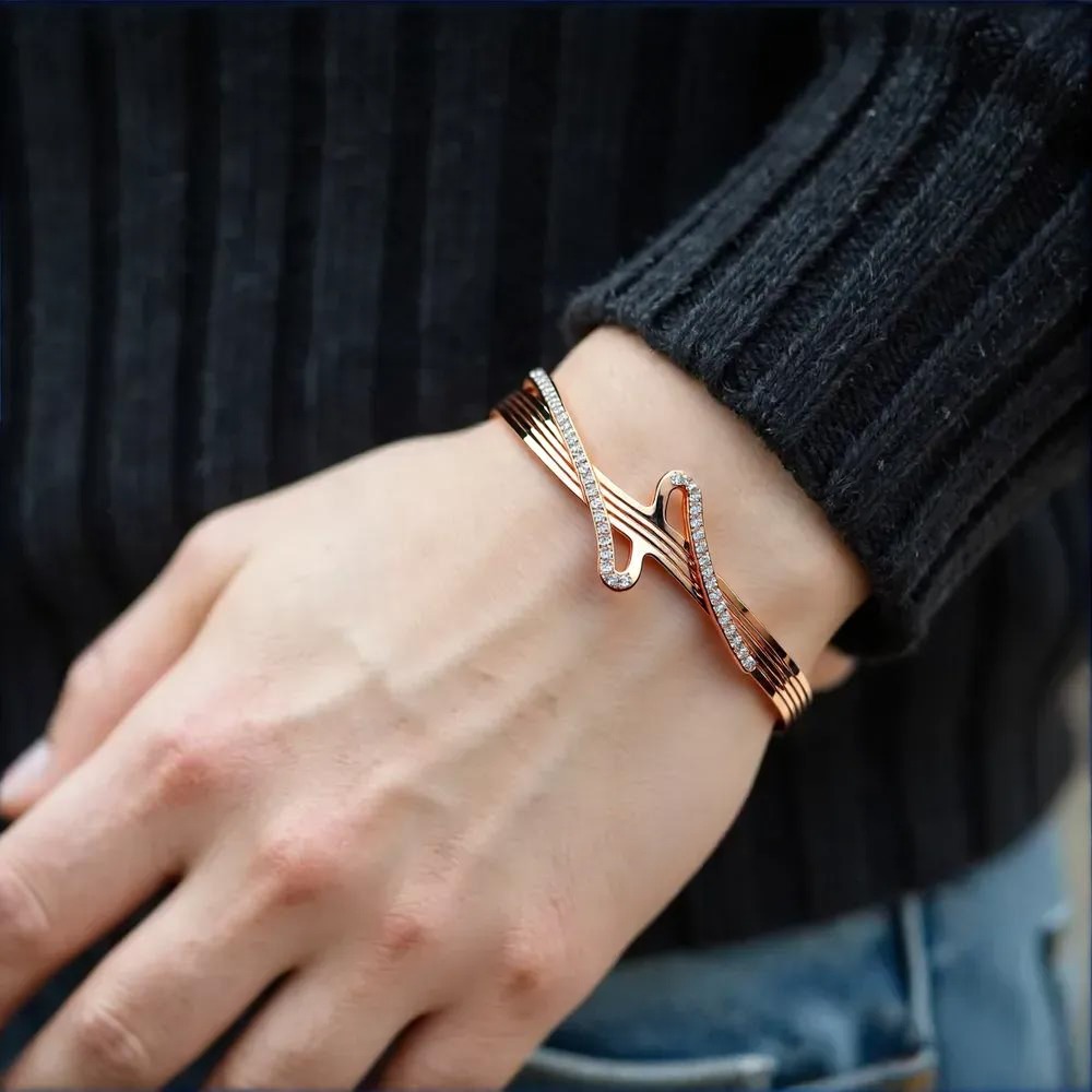 Rose Gold-Plated Designer Bracelet with Sparkling Stones – Safa Glame - Image 3