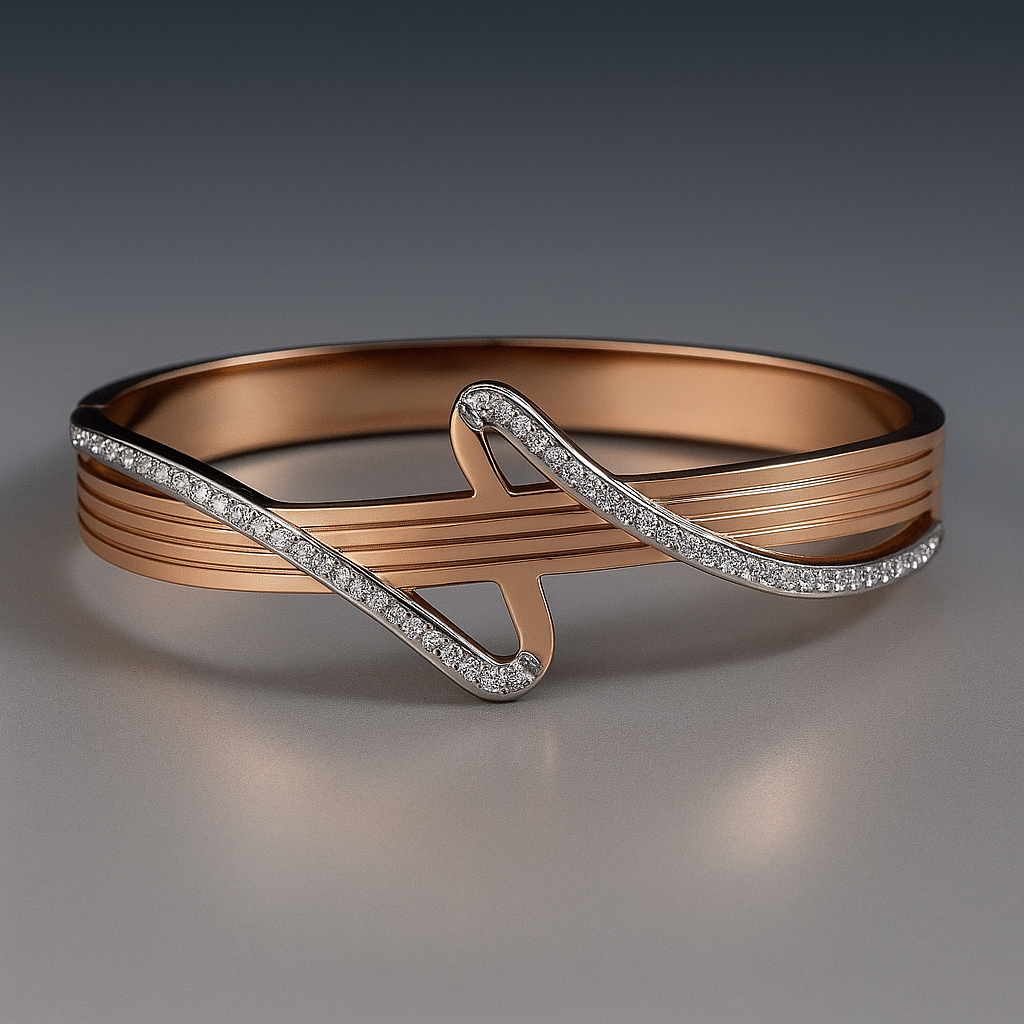 Rose Gold-Plated Designer Bracelet with Sparkling Stones – Safa Glame - Image 2