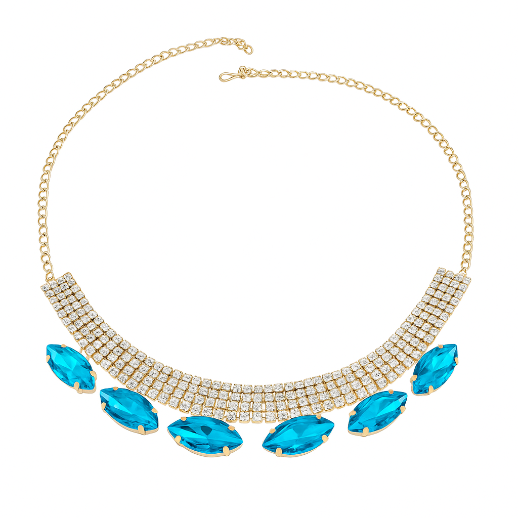 Elegant Blue Stone Necklace & Earrings Set – Premium Designer Collection | Safa Glame - Image 2