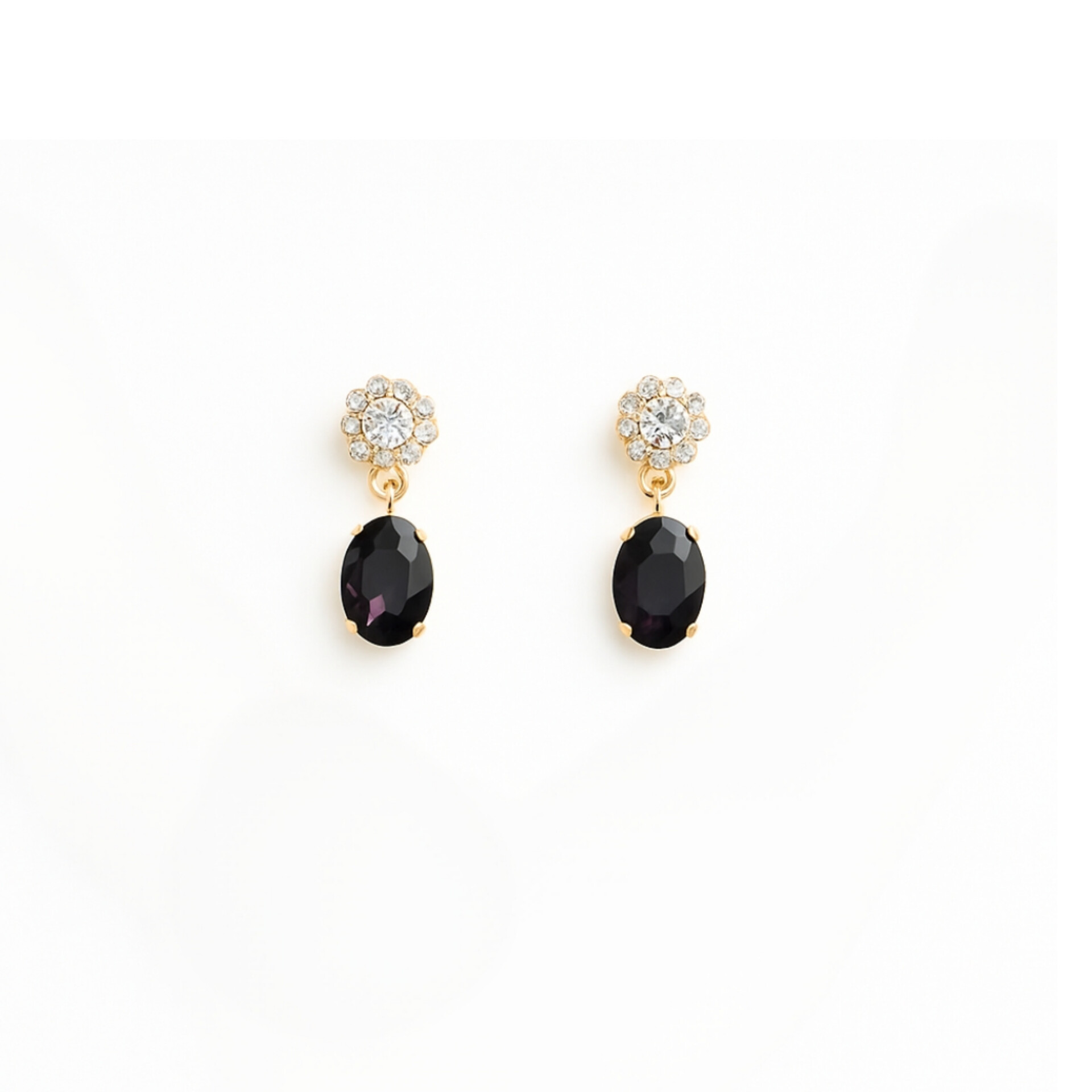 Royal Black Stone Necklace Set with Earrings | Safa Glame - Image 3