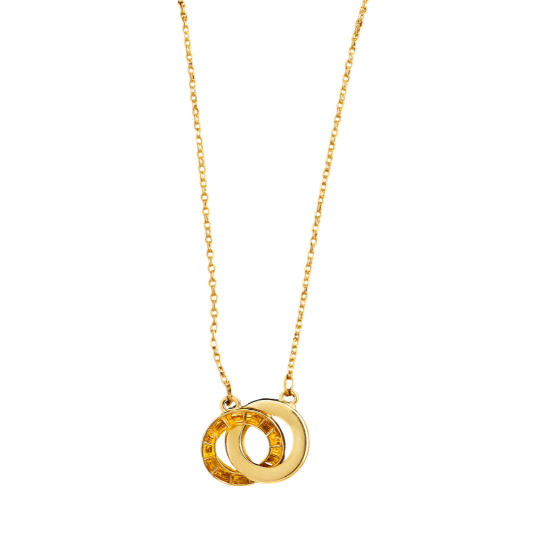 Elegant Gold Interlocking Circle Pendant Necklace | Safa Glame