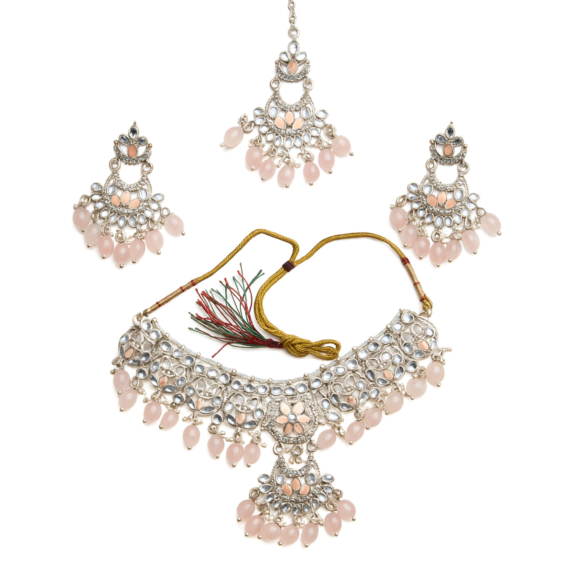 Traditional Choker Necklace Set with Earrings & Maang Tikka | Safa Glame