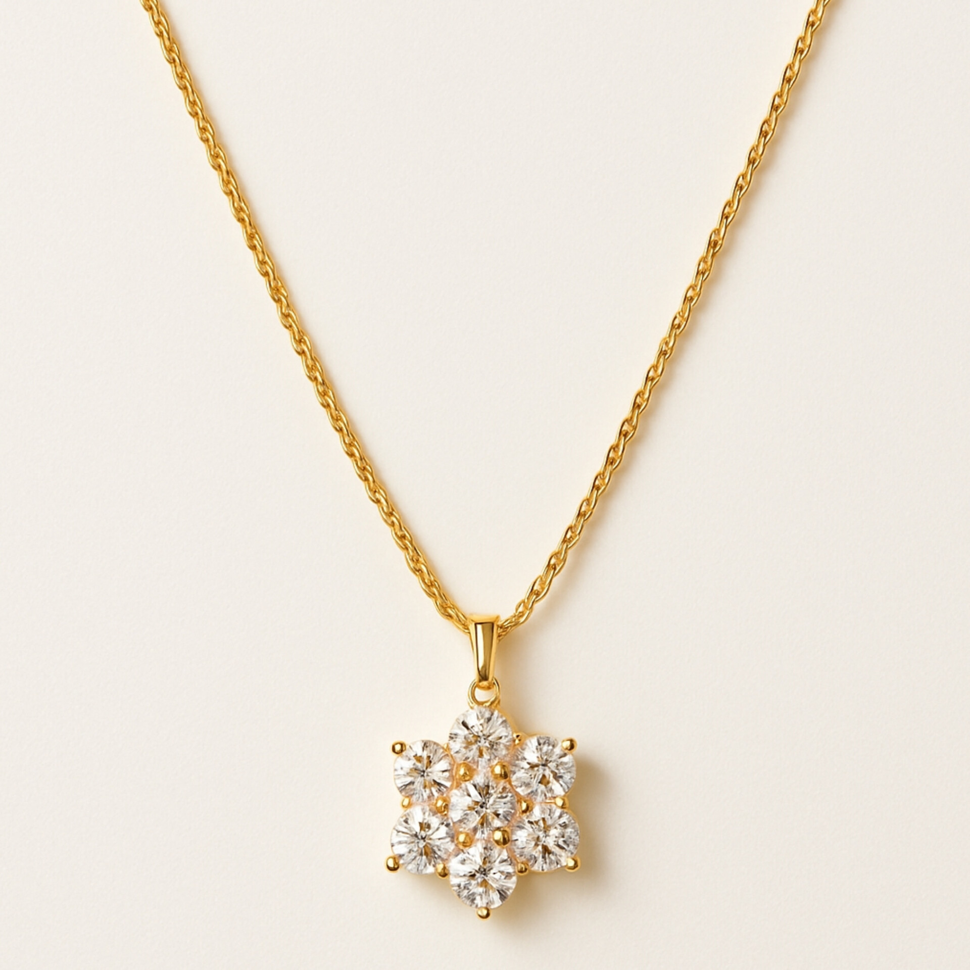 Safa Glame Gold Floral Crystal Pendant Necklace