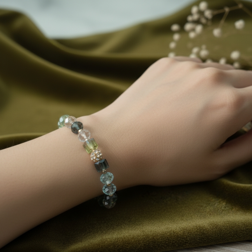 Elegant Crystal Beaded Bracelet – Premium Handmade Jewelry - Image 2
