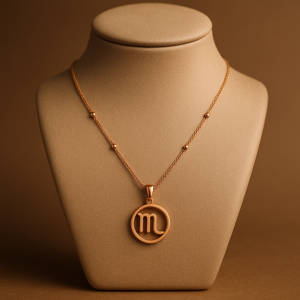 Scorpio Zodiac Pendant Necklace & Stud Earrings Set – Rose Gold Finish